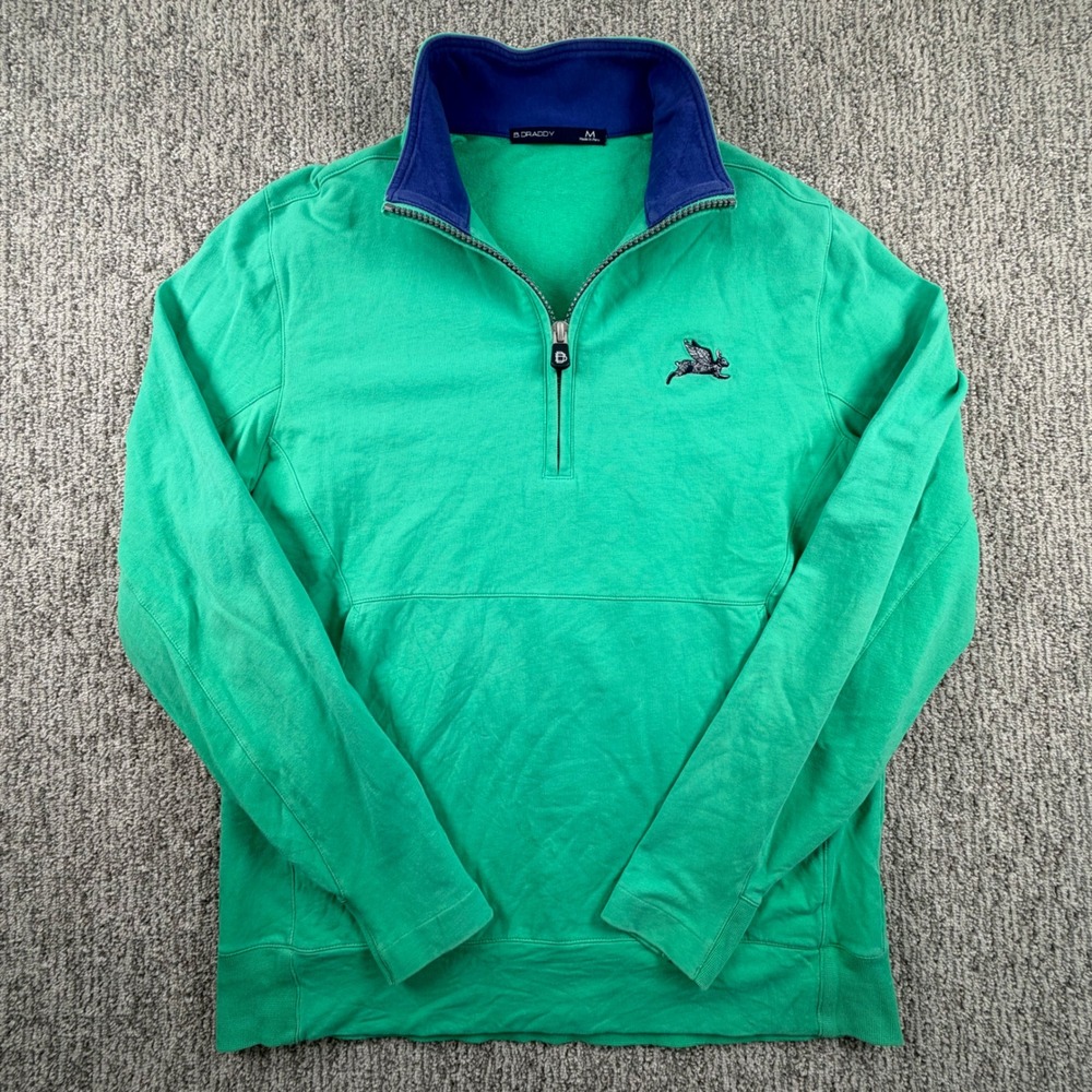 B. Draddy Quarter Zip Mens Medium Green The Fliers Club Pullover Sweatshirt